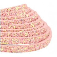 Plat imi leer met glitters 5mm Light vintage pink