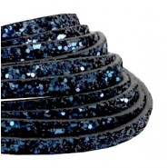 Plat imi leer met glitters 5mm Dark blue