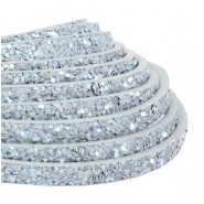 Plat imi leer met glitters 5mm Light blue
