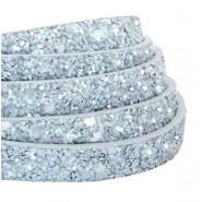 Plat imi leer met glitters 10mm Light blue
