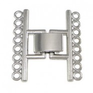 Metal clip / fold over clasp ± 24x26mm 2x8 strand Antique silver