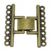 Metalen clip / vouw sluiting ± 24x26mm 2x8 oogjes Antiek brons