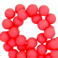 Acryl kralen mat rond 6mm Bright coral red
