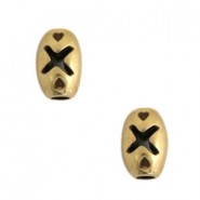 DQ Metal bead with X 8x5mm Antique bronze