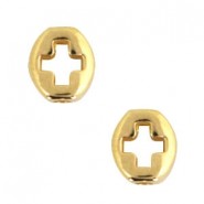 DQ Metal bead with Cross 9x7mm Gold