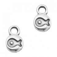 DQ metal charm 6mm Fish Antique Silver