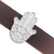 Metal slider Bead Hamsa hand for flat 10mm cord / leather Antique silver