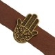 Metal slider Bead Hamsa hand for flat 10mm cord / leather Antique bronze