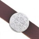 Metal slider Bead round with Snowflake for flat 10mm cord / leather Antique silver