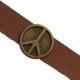 Metal slider Bead "Peace" for flat 10mm cord / leather Antique bronze