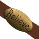 Metal slider Bead "Believe" for flat 10mm cord / leather Antique bronze