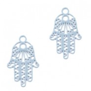 Metalen Bohemian bedel Hamsa hand met oog Cloud Blue