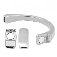 DQ metaal magneetslot - halve armband voor 5mm plat leer Antiek zilver 