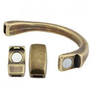 DQ metaal magneetslot - halve armband voor 5mm plat leer Antiek brons 