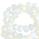 Abalorios de vidrio rondelle Facetados 8x6mm - White opal-half pearl light champagne coating