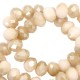 Abalorios de vidrio rondelle Facetados 6x4mm - Silk beige-half pearl high shine coating