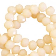Faceted glass beads 6x4mm rondelle Pastel yellow opal-half pearl high shine coating