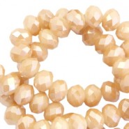 Top Glas Facett Perlen 8x6mm rondellen Beige-pearl high shine coating