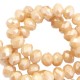 Faceted glass beads 8x6 mm rondelle Beige-pearl high shine coating