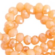 Faceted glass beads 8x6 mm rondelle Rosegold peach opal-half pearl high shine coating