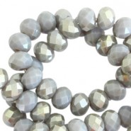 Abalorios de vidrio rondelle Facetados 4x3mm - Grey shadow opal-half champagne pearl shine coating