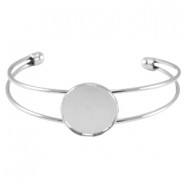 Metalen armband met setting voor 20mm cabochon Zilver