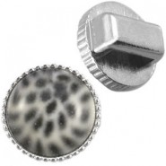 Metal slider bead with setting for 12mm cabochon Silver 