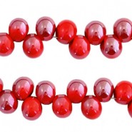 Glass beads 6mm A-symmetrical Scarlet red-half pearl shine coating