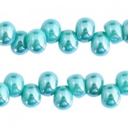 Glaskralen 6mm A-symetrisch Blue zircon-pearl shine coating