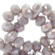 Faceted glass beads 8x6 mm rondelle Silver birch grey-diamond coating