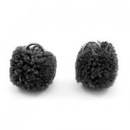 Pompom bedel met ring zilver 15mm Anthracite black