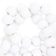 Wood beads round 6mm White