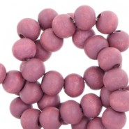 Houten Kralen Rond 6mm Aubergine donkerrood