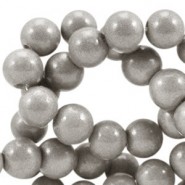 Glasperlen opaque 4mm Metallic grau beige