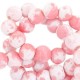 Glaskralen Gemêleerd 4mm White-bright pink
