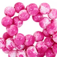 Glaskralen Gemêleerd 4mm White-hot pink