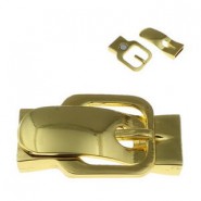 Metalen magneetslot 36x22mm voor 10mm plat koord Goud