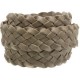 Flat braided DQ leather cord 20mm Vintage finish Warm stone gray