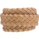 Flat braided DQ leather cord 20mm Vintage finish Coral brown