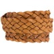 Flat braided DQ leather cord 20mm Vintage finish Mustard