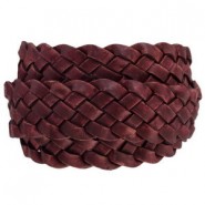 Flat braided DQ leather cord 20mm Vintage finish Magenta rose