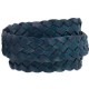 Flat braided DQ leather cord 20mm Vintage finish Blue