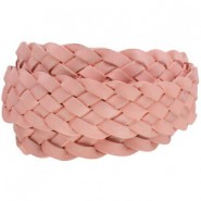 Flat braided DQ leather cord 20mm Vintage finish Blush rose