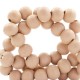 Wood beads round 6mm Light taupe brown