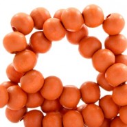 Wood beads round 6mm Fire orange