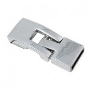 Metalen haaksluiting voor 10mm plat Leer / koord Antiek zilver