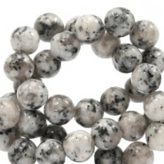 Natural stone beads round 4mm Mixed natural grey-beige