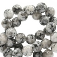 Natural stone beads round 6mm Black-white