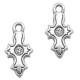 TQ metal charm / pendant Cross with 4.5mm setting Antique silver