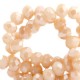 Faceted glass beads 8x6 mm rondelle Peach rose-top shine coating